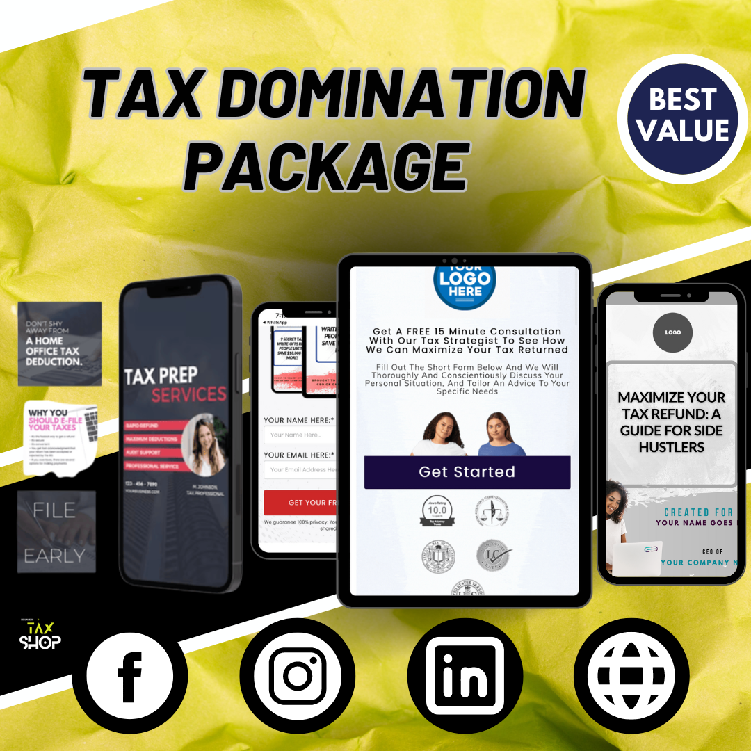 PROMO LIMITED TIME ONLY Tax Domination Package ( Do it yourself ) +  Free white label course with systems